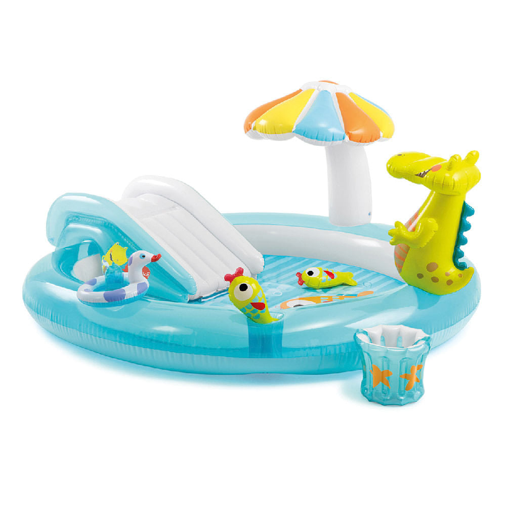 Piscina Inflable Intex Con Tobogán Y Regadera 203 cm x 173 cm x 89 cm