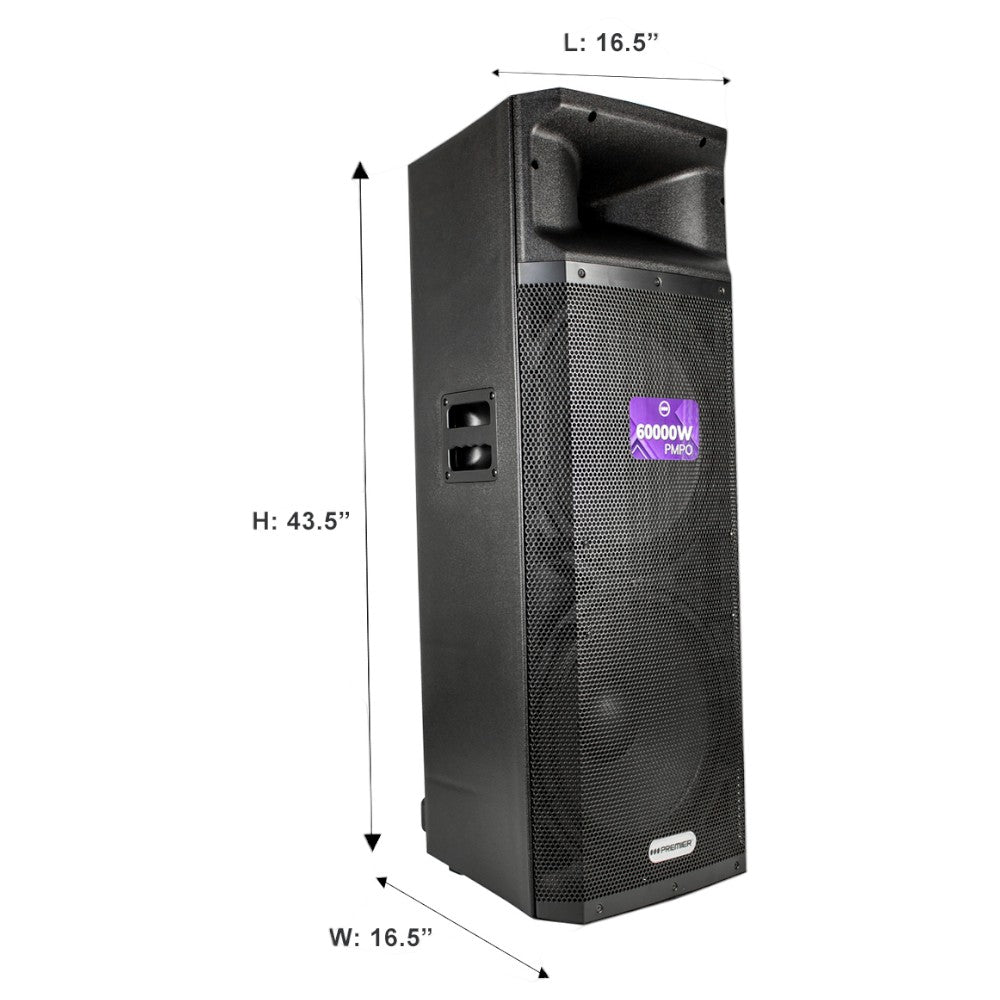 Bocina Premier 15"x2 / FM / Bluetooth / Usb / 60,000W PMPO