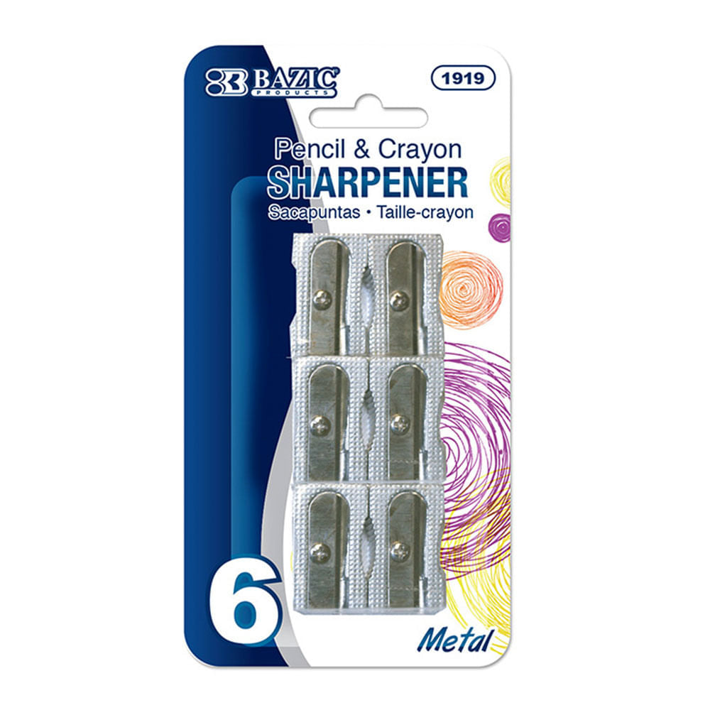 Sacapunta de Metal Bazic Sencillo 6 Piezas
