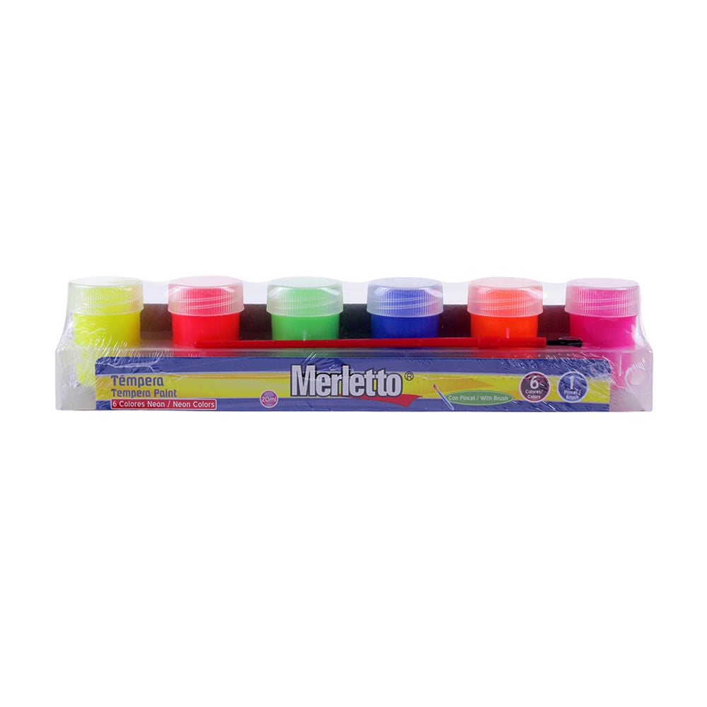 Tempera Merletto 20 ml 6 Colores Neón