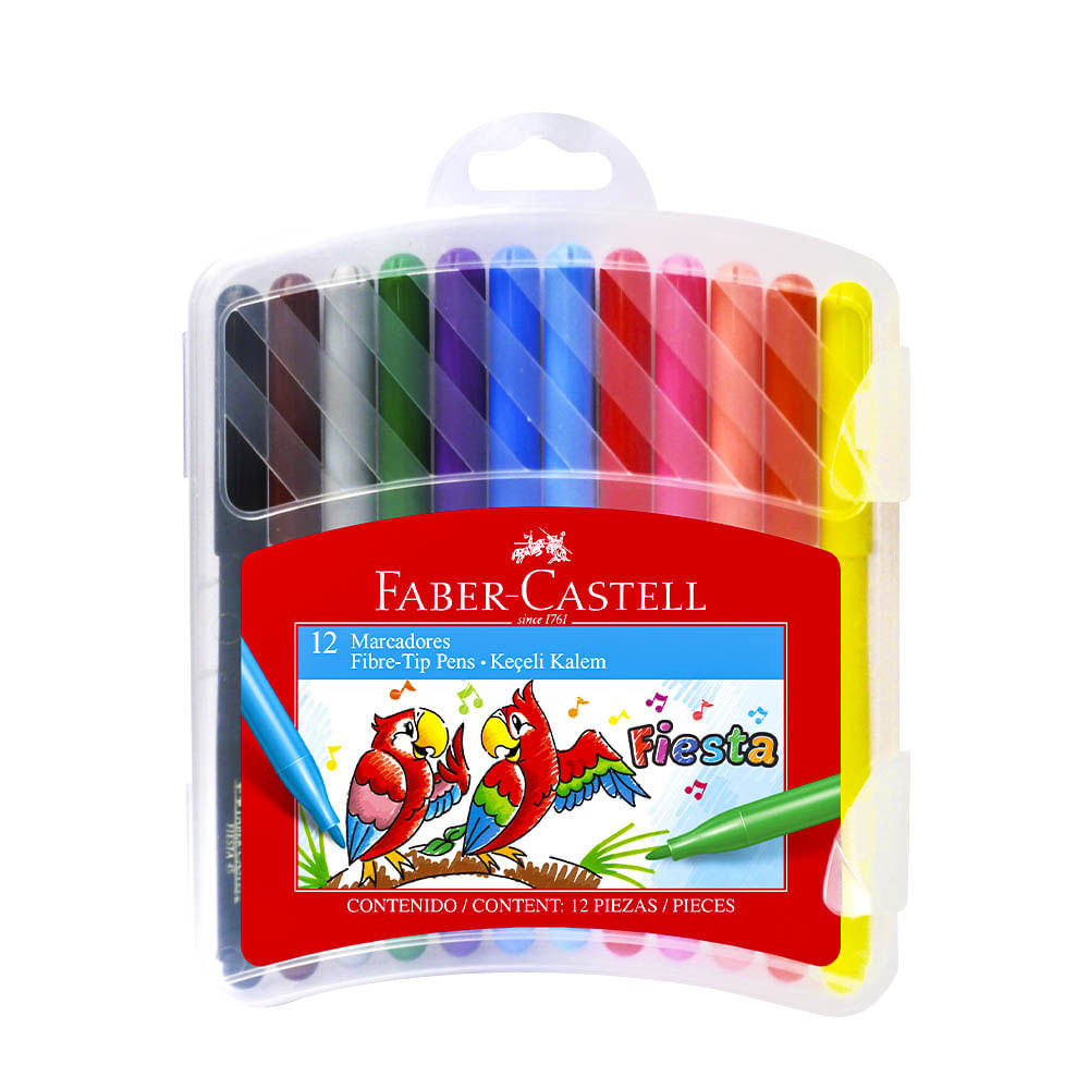 Marcador Fiesta Faber Castell Con Estuche de 12 Piezas