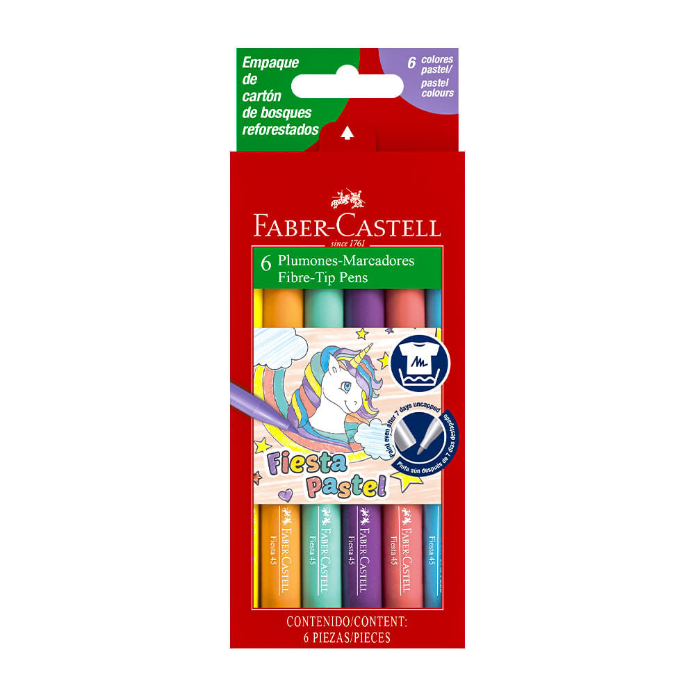 Marcador Fiesta Pastel 45 Faber Castell 6 Piezas