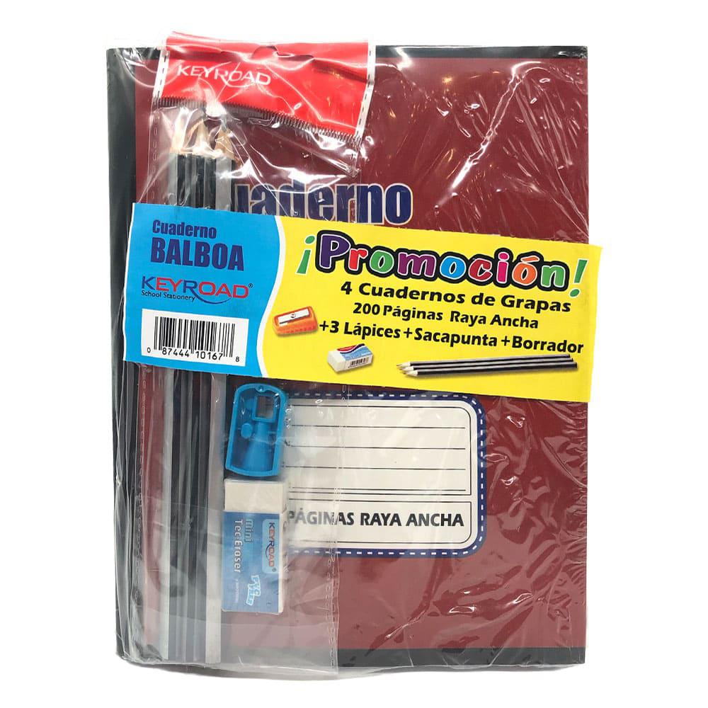Cuaderno Grapado Balboa Raya Ancha 200 Páginas 4 Piezas - Surtido