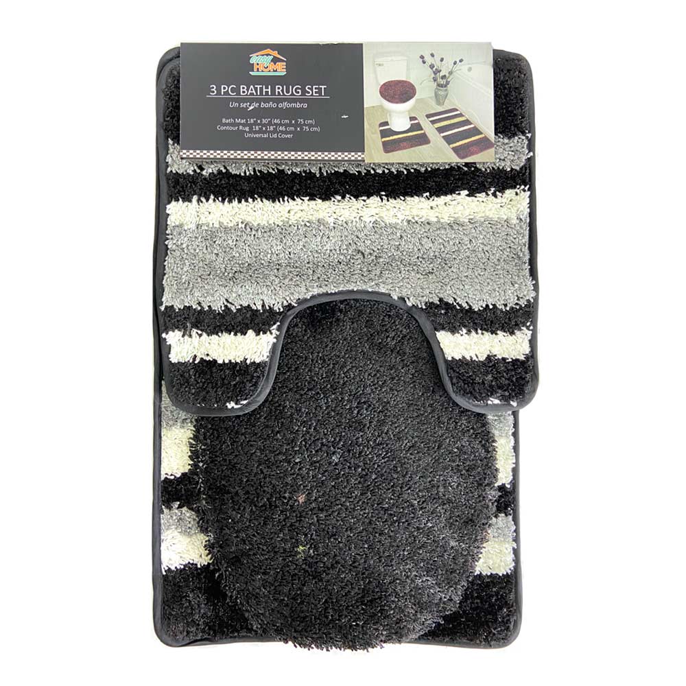 Alfombra de Baño Easy Home Abby 3 Piezas - Negro