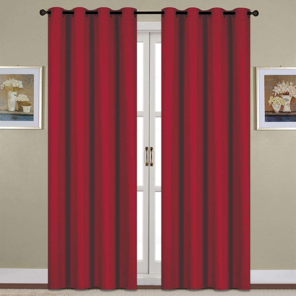 Cortina Home Accents Florence Blackout Con Aros 54" x 90" - Rojo oscuro