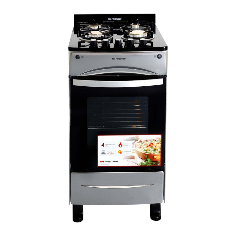 Estufa a Gas Premier de20" / 4 Quemadores / Gris