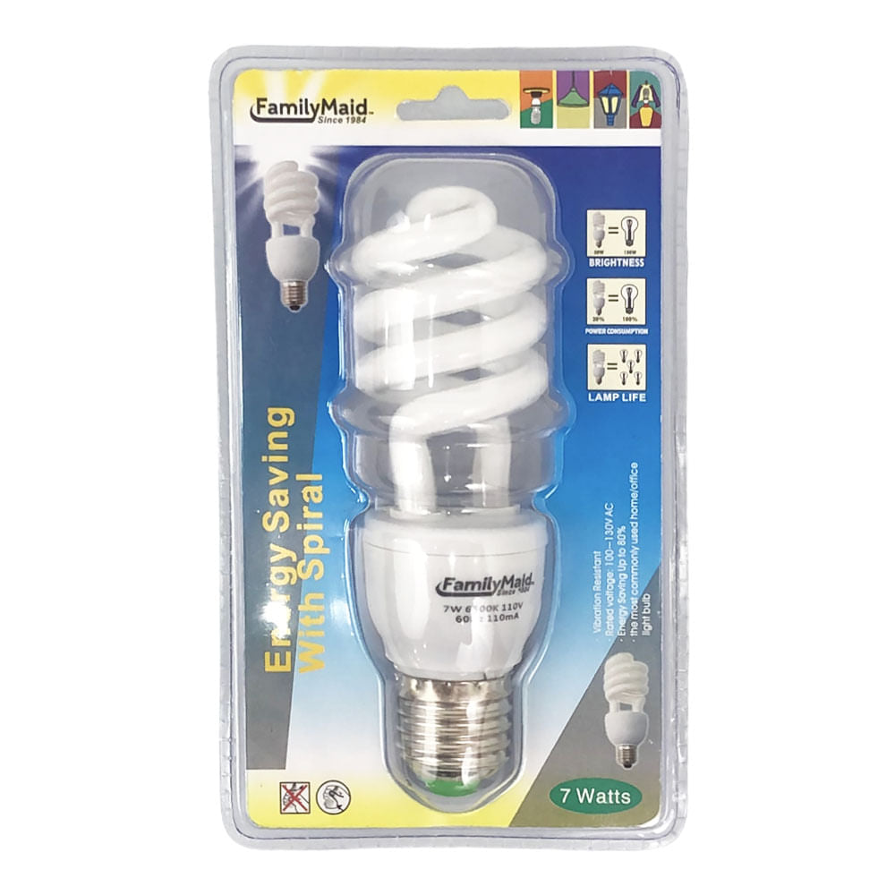 Bombillo Family Maid Espiral Luz Blanca de 7 Watts