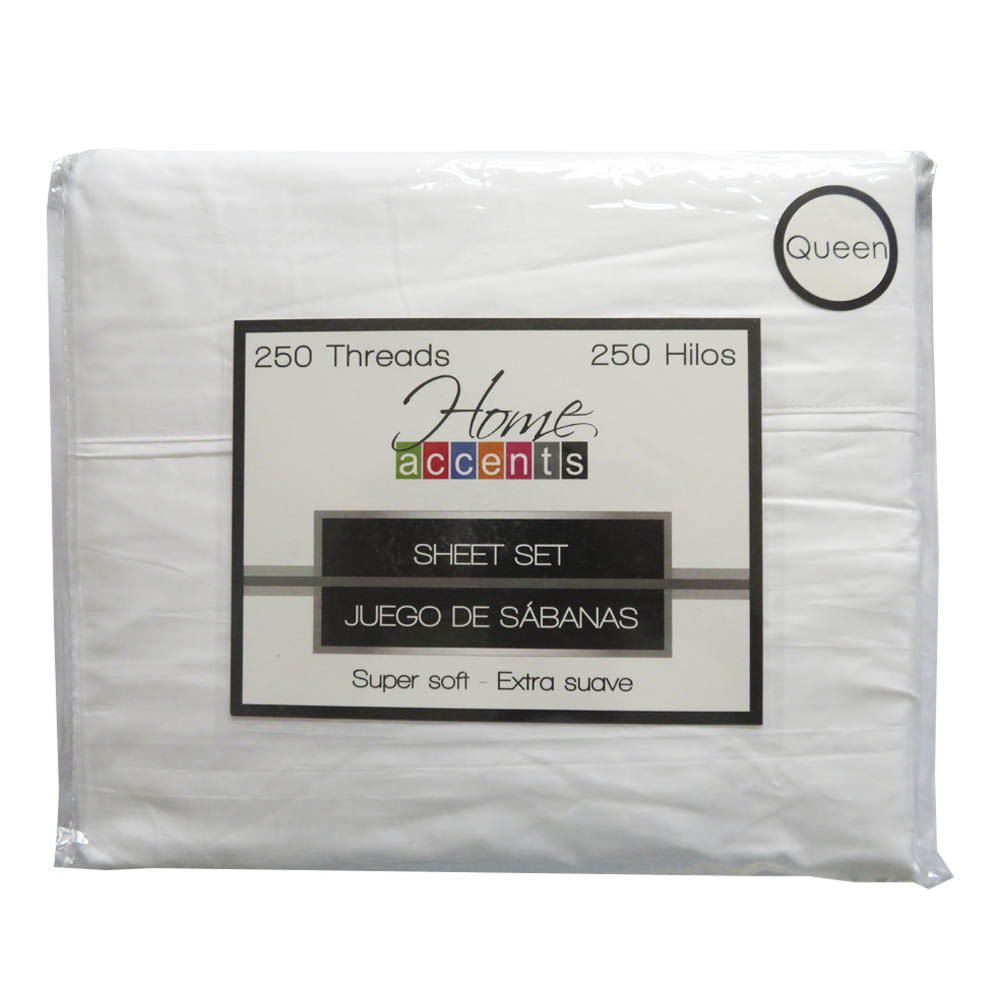 Sabana Home Accents 250 Hilos Set de 4 Piezas - QUEEN