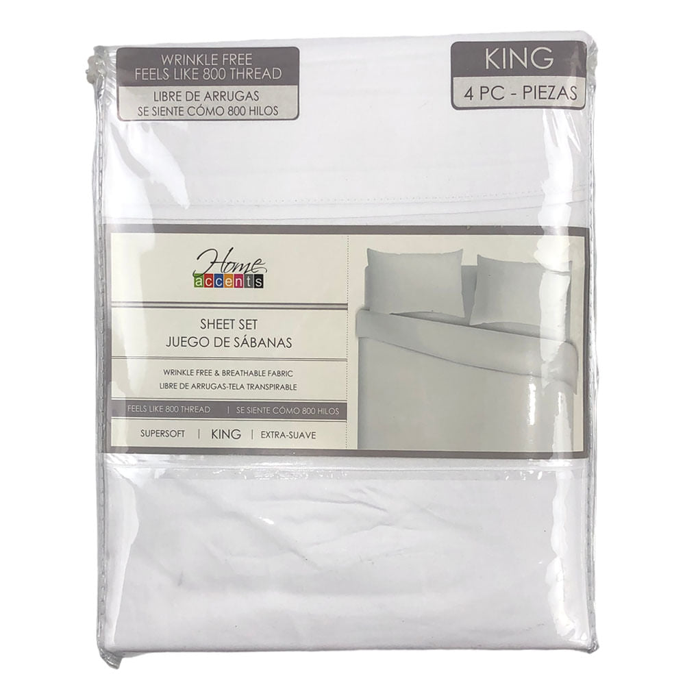 Sábana Home Accents 4 Piezas Blanco - KING