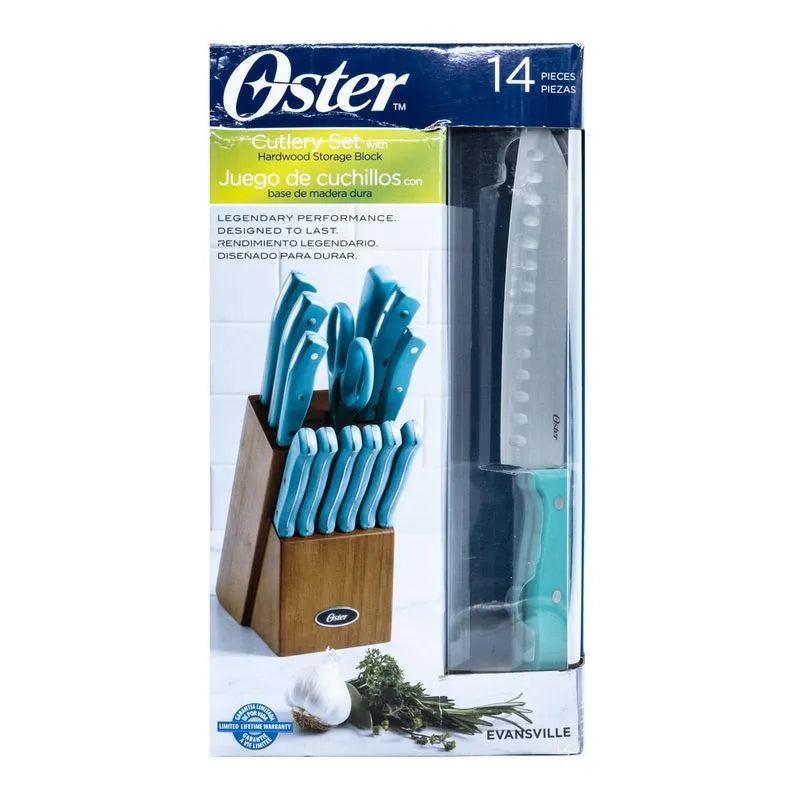 Juego de Cuchillos Oster Con Base de Madera 14 Piezas