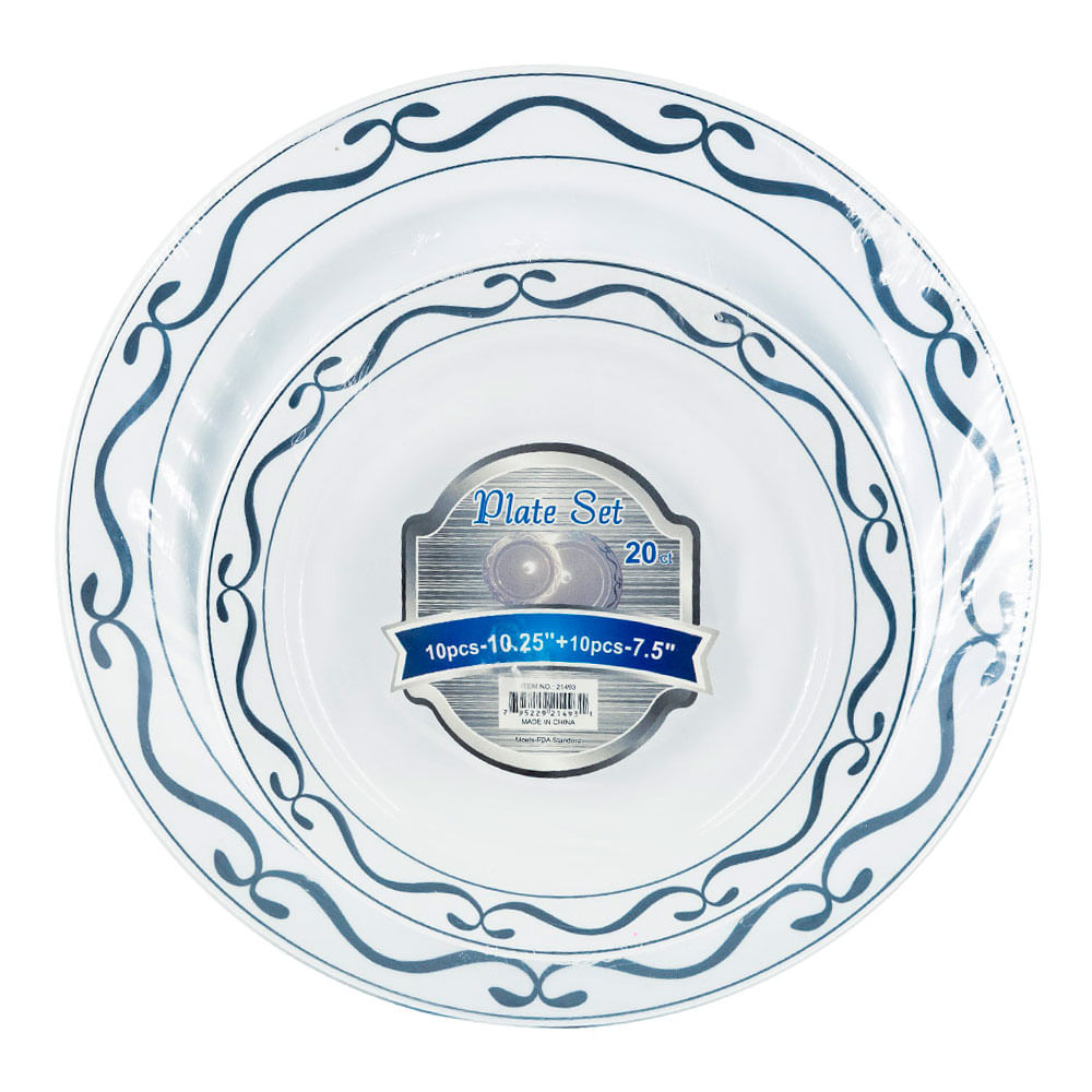 Platos Llanos Desechables Home de Plástico de 20 Piezas