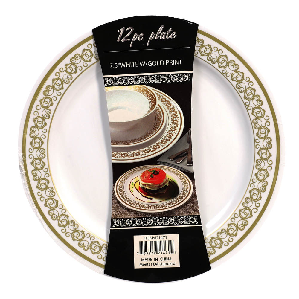 Platos Llanos Desechables de Plástico Home 7.5" de 12 Piezas