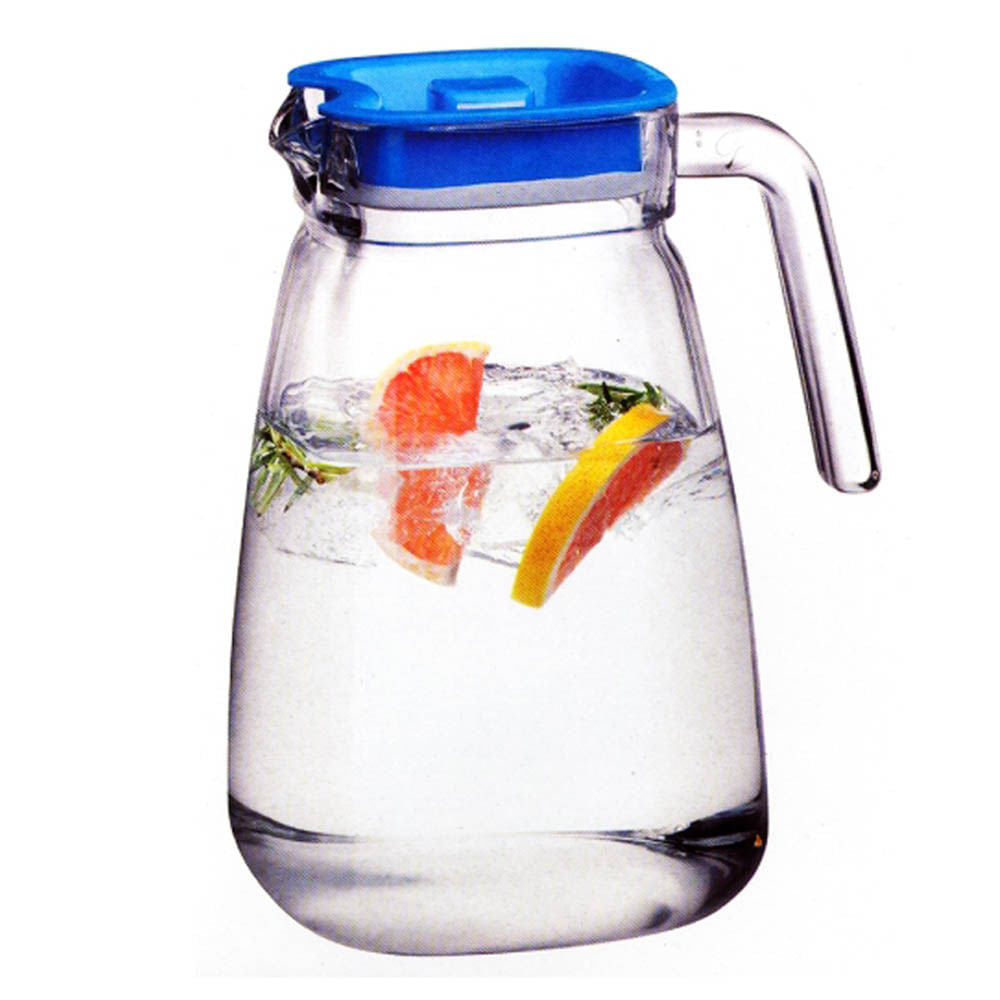 Jarra Carre Pasabahce de Vidrio con Tapa Azul 60 oz