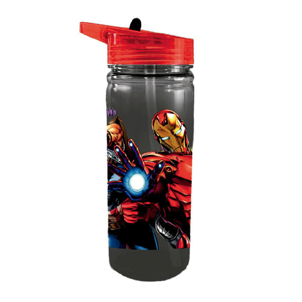 Botella Plástica Avengers Con Carrizo 650 ml