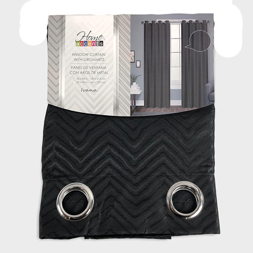 Cortina Ivana Home Accents Con Aros de 54" x 84" - Gris Oscuro