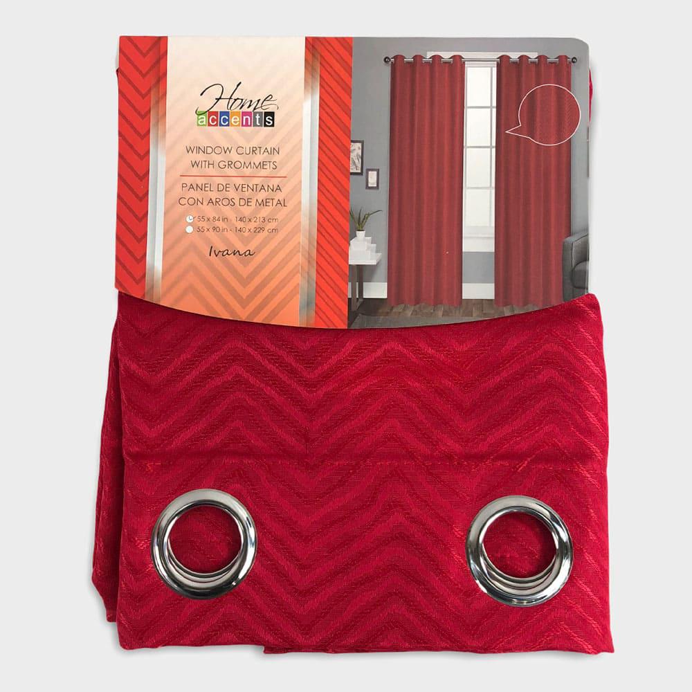 Cortina Ivana Home Accents Con Aros de 54" x 84" - Rojo