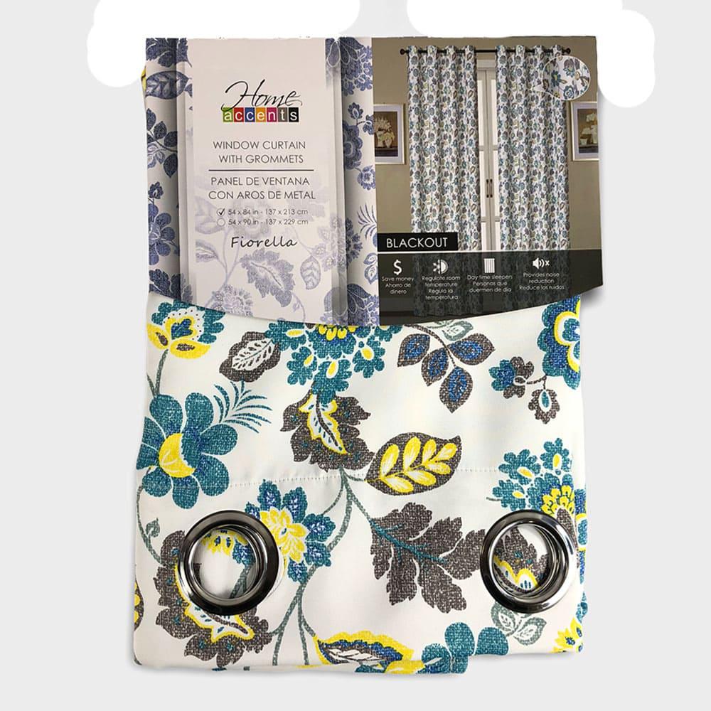 Cortina Home Accents Fiorella Con Aros de 54" x 84" - Azul