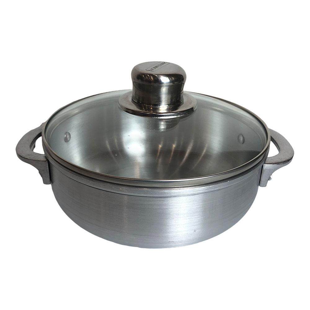 Caldero de Aluminio Homestar Con Tapa de Vidrio 24 cm