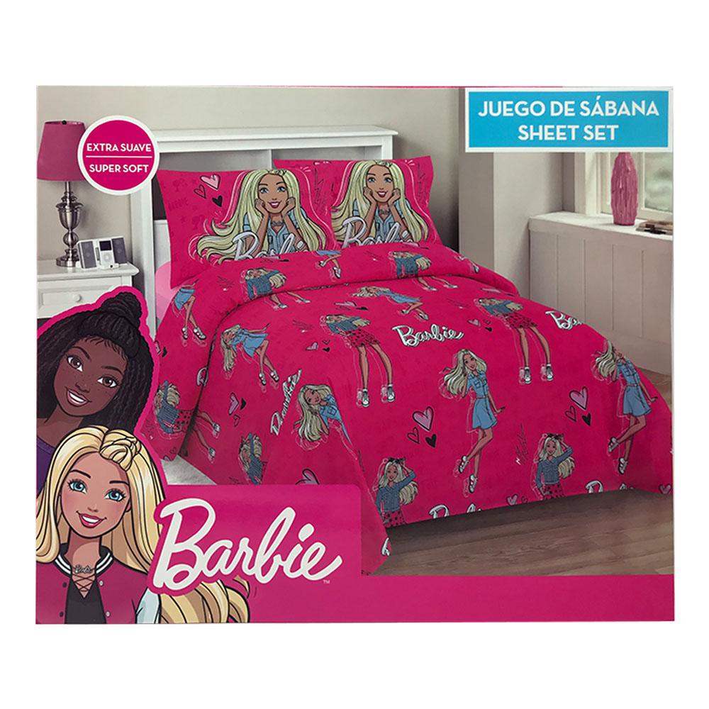 Juego de Sábanas Barbie Mattel Infantil - Full