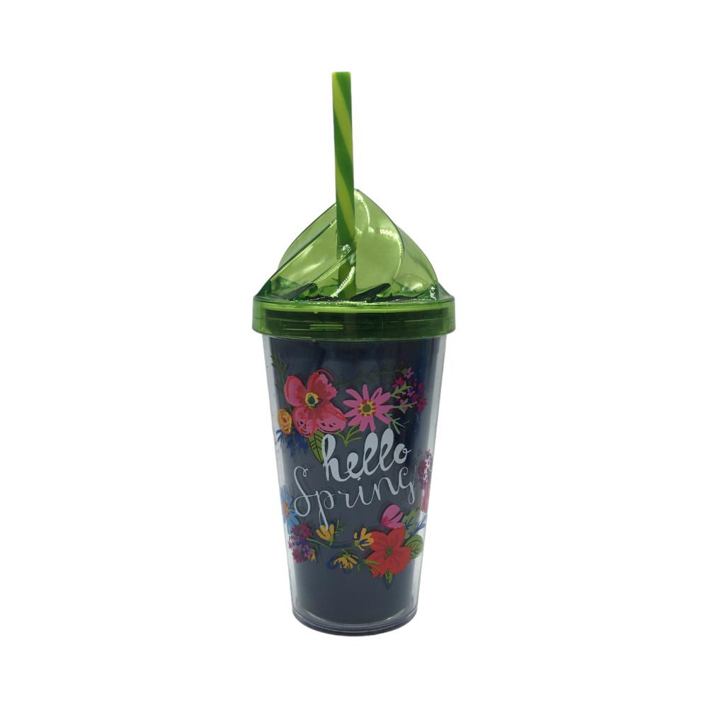 Vaso Acrilico Herevin 18 Oz C/Tapa C/Carrizo