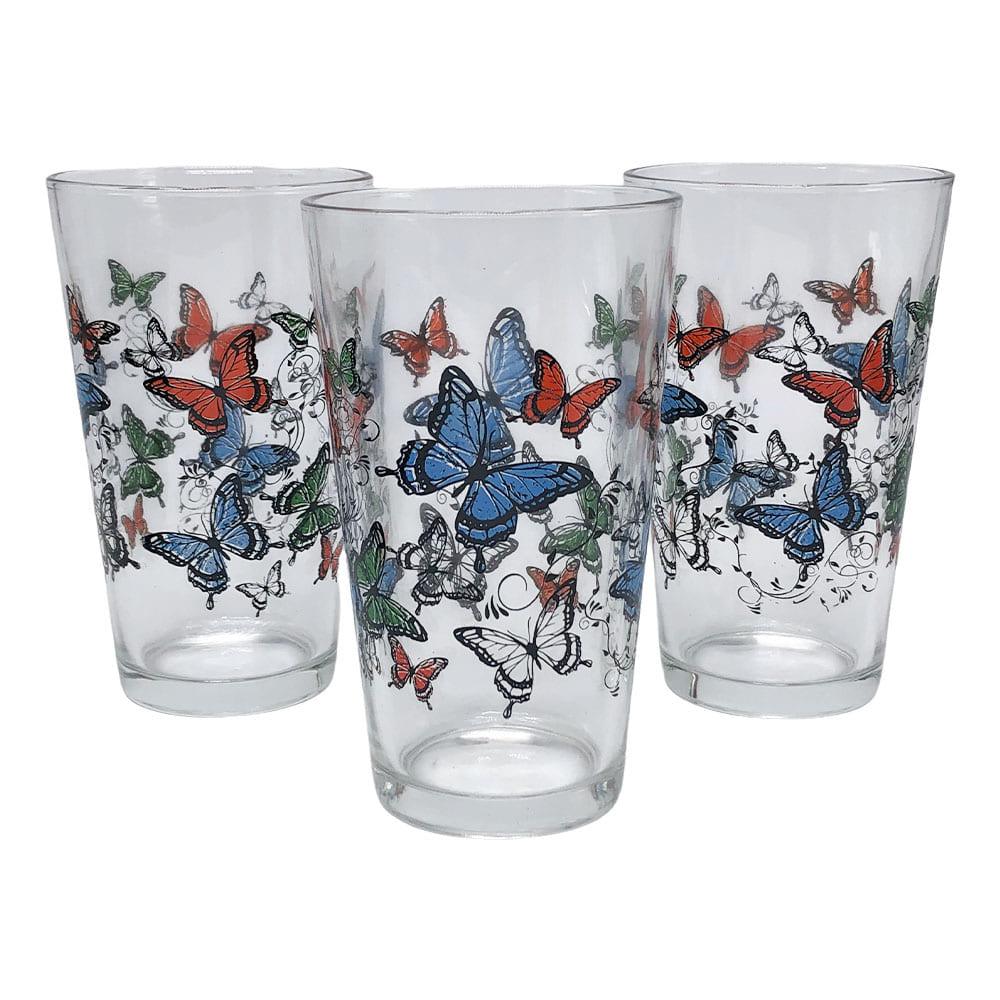 Vasos de Vidrio Lotus Estampado 3 Piezas