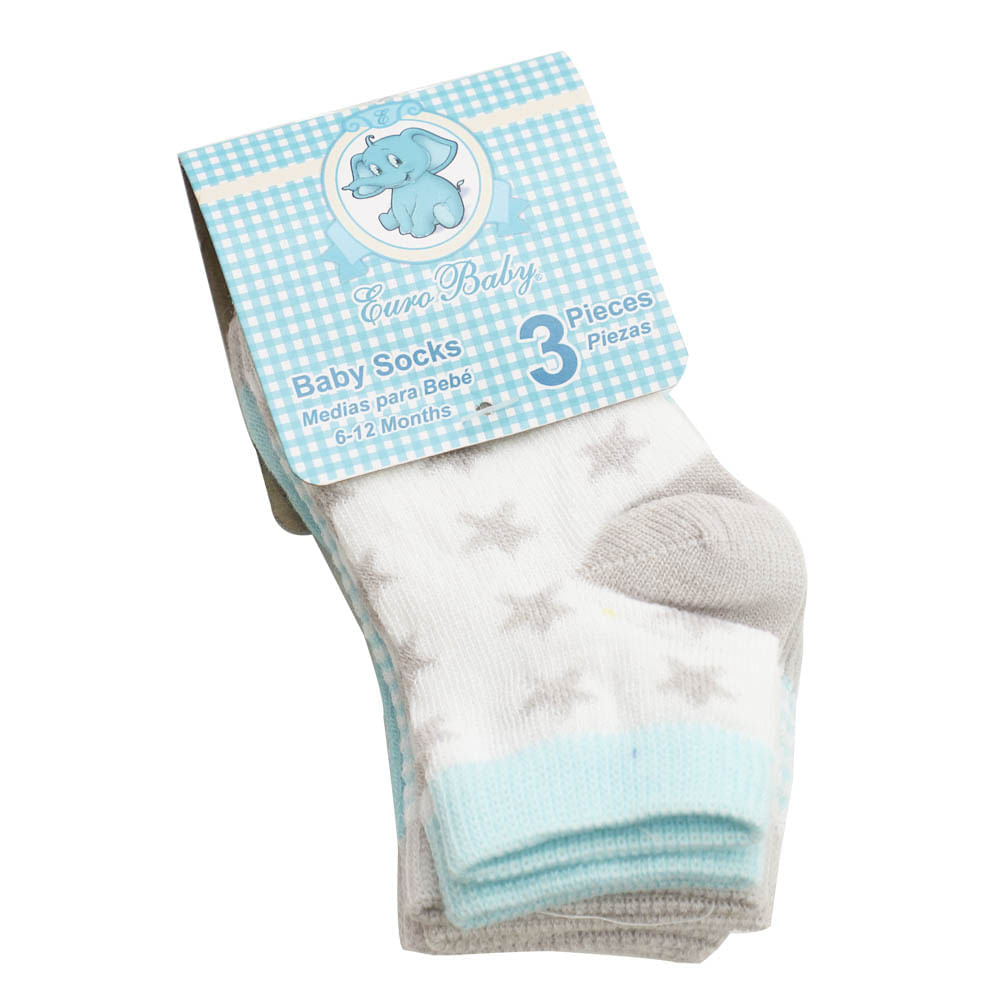 Medias Euro Baby Para Bebé Niño 6 - 12 Meses 3 Piezas