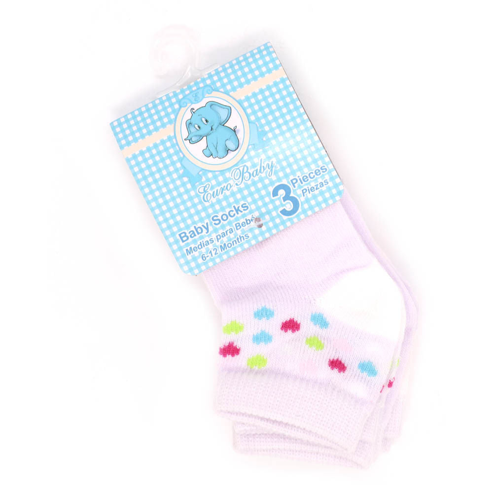 Medias Euro Baby Para Bebé Niña 6 - 12 Meses 3 Piezas