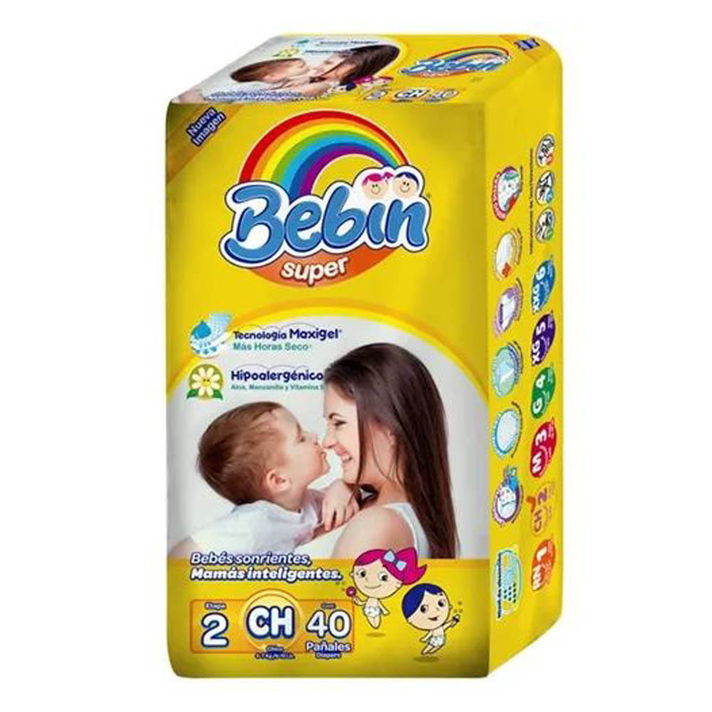 Pañales Desechables Bebin Super Chico de 40 Piezas