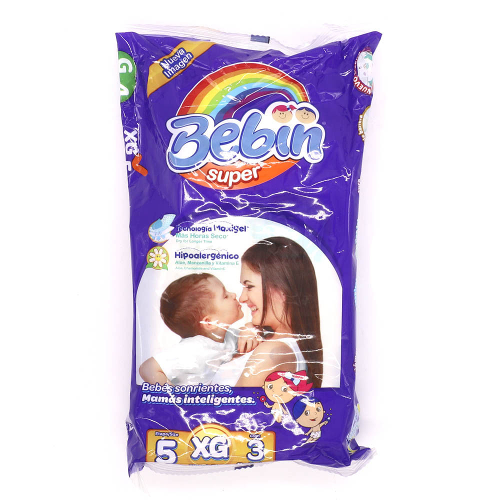 Pañales Desechables Bebin Talla XG 3 Piezas