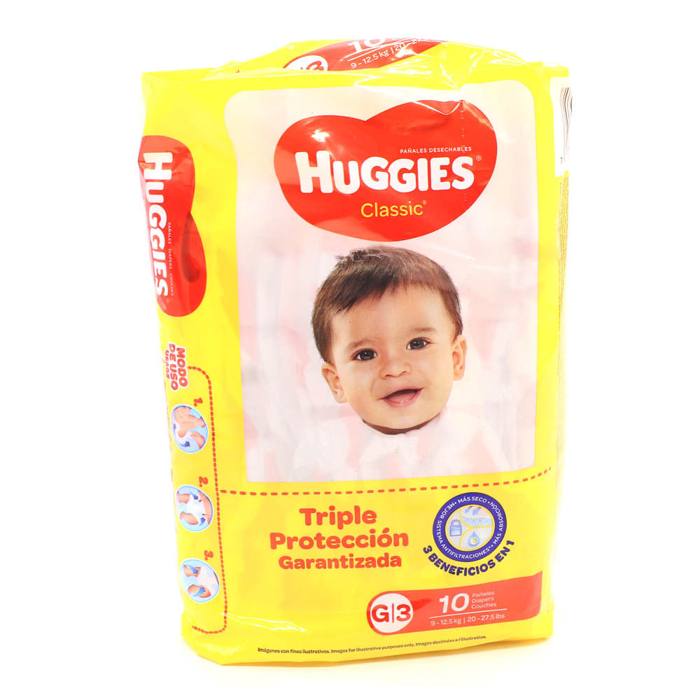 Pañales Desechables Huggies Classic Talla G de 10 Piezas
