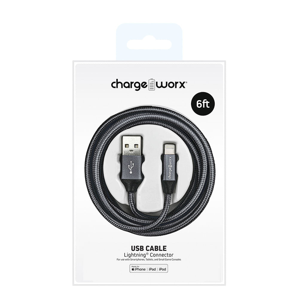 Cable de Cargador Chargeworx USB-C 6' Negro