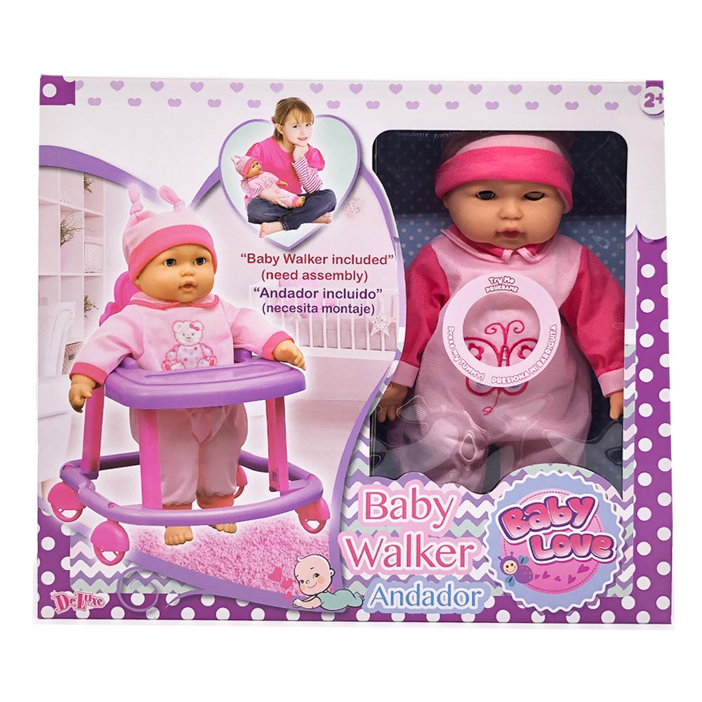 Muñeco Bebé Baby Love 15" Con Andadera y Sonidos - Surtido