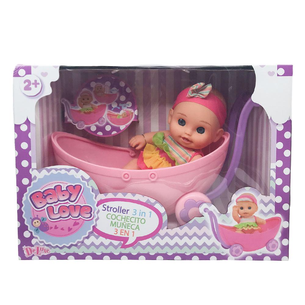 Muñeca Bebé Deluxe Con Coche 3 en 1 - Surtido