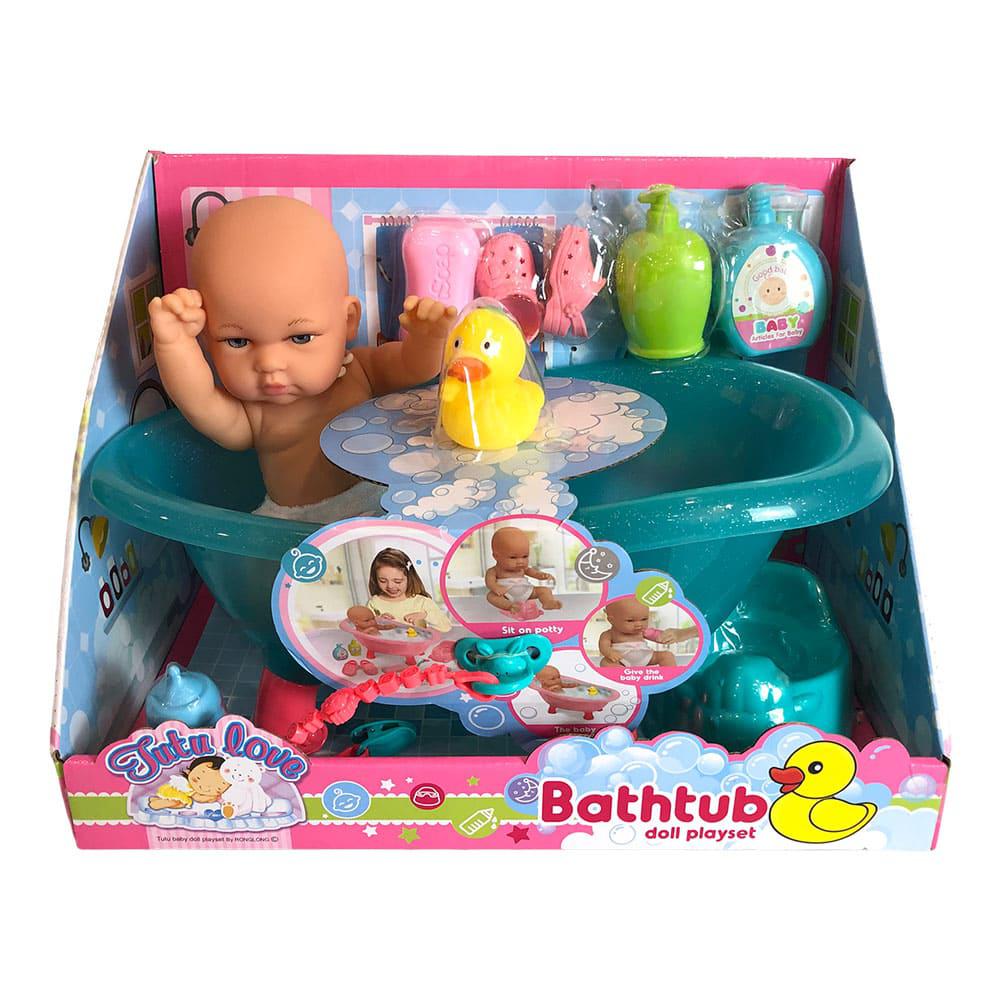 Muñeca Bebé Tutu Love Con Bañera