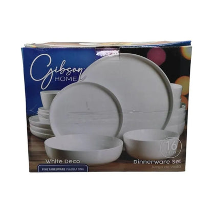Vajilla De Cerámica Gibson De 16 Piezas Blanco