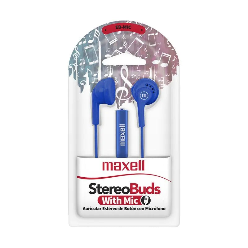 Audífonos Maxell EB-MIC Estéreo Básicos de Botón Azul