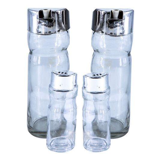 Salero, Pimentero y Aceitero de Vidrio 4 Piezas