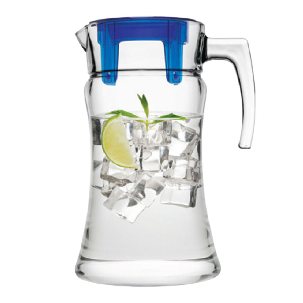 Jarra Azur Pasabahce de Vidrio Tapa Azul 50 oz