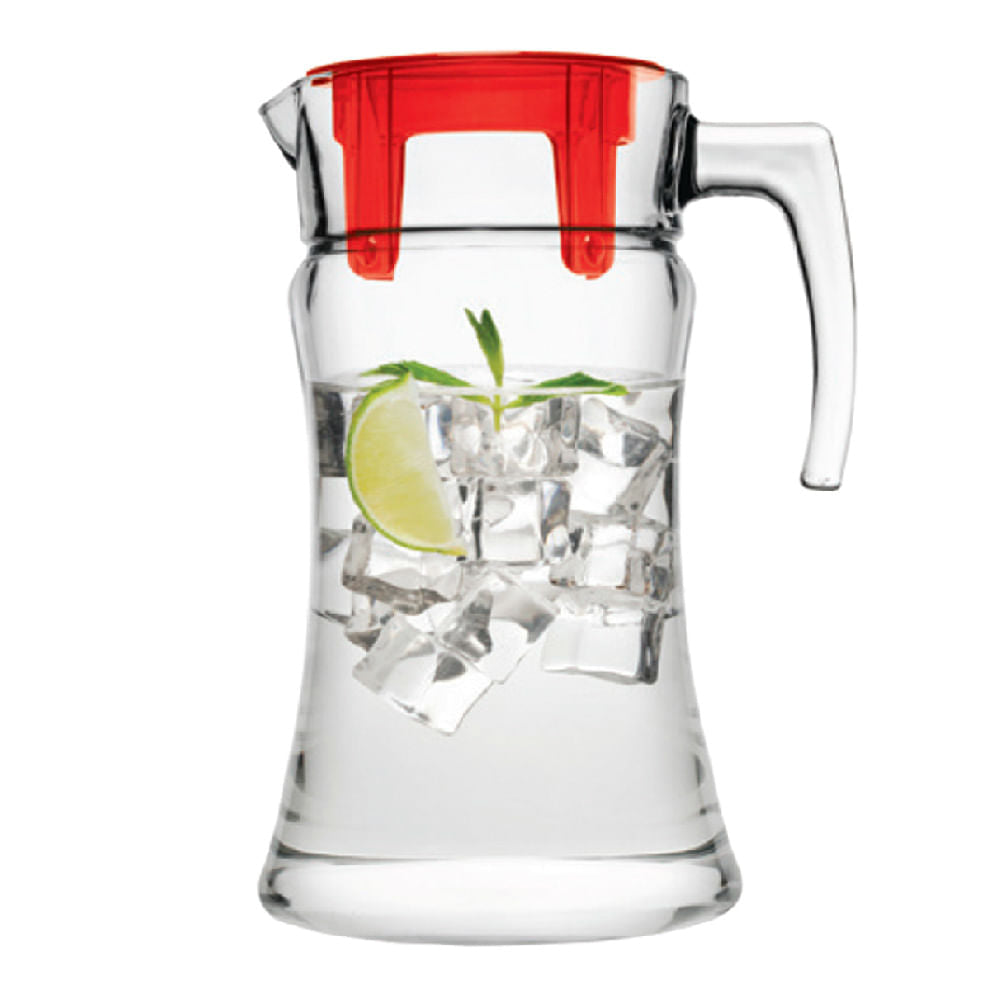 Jarra Azur Pasabahce de Vidrio Tapa Roja 50 oz