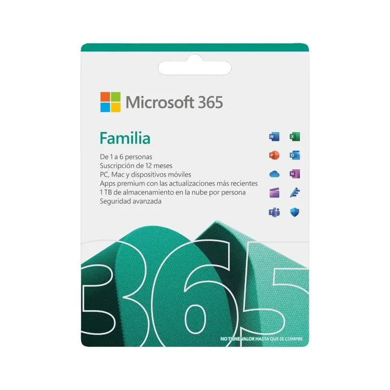 Licencia Microsoft 365 Familia + Mouse Inalámbrico 1850 Suscripción de 12 Meses