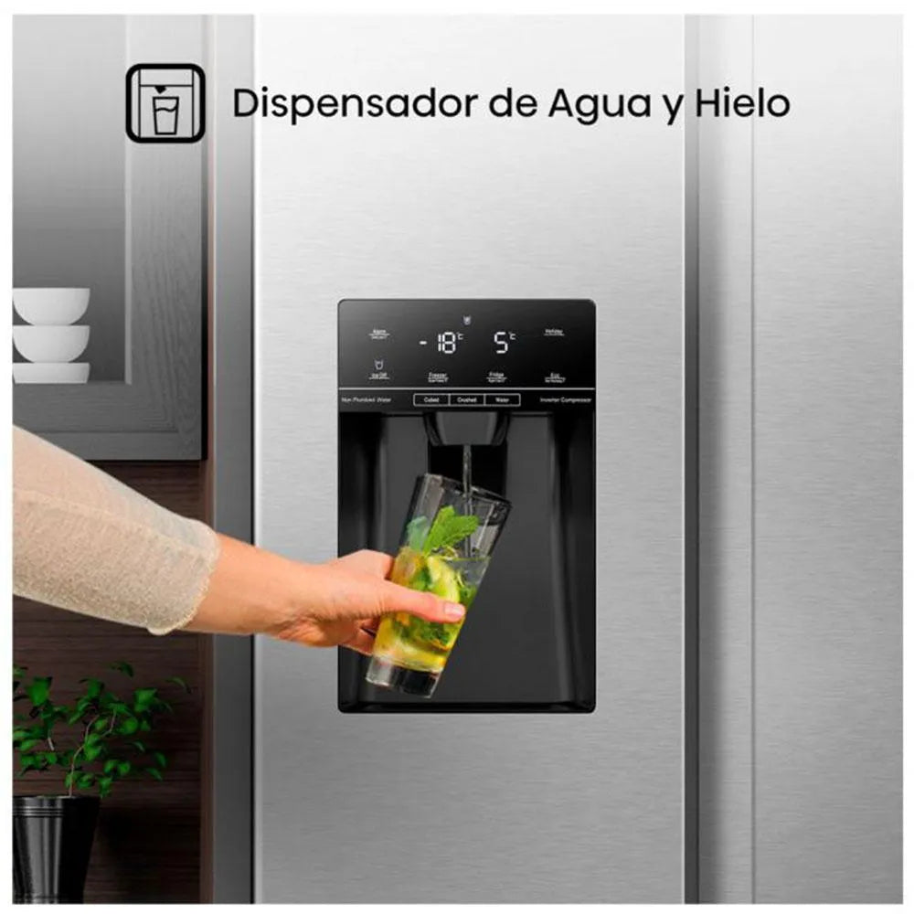 Refrigerador Hisense 19.5 Pies Cúbicos / Inverter/ SBS / Con Dispensador