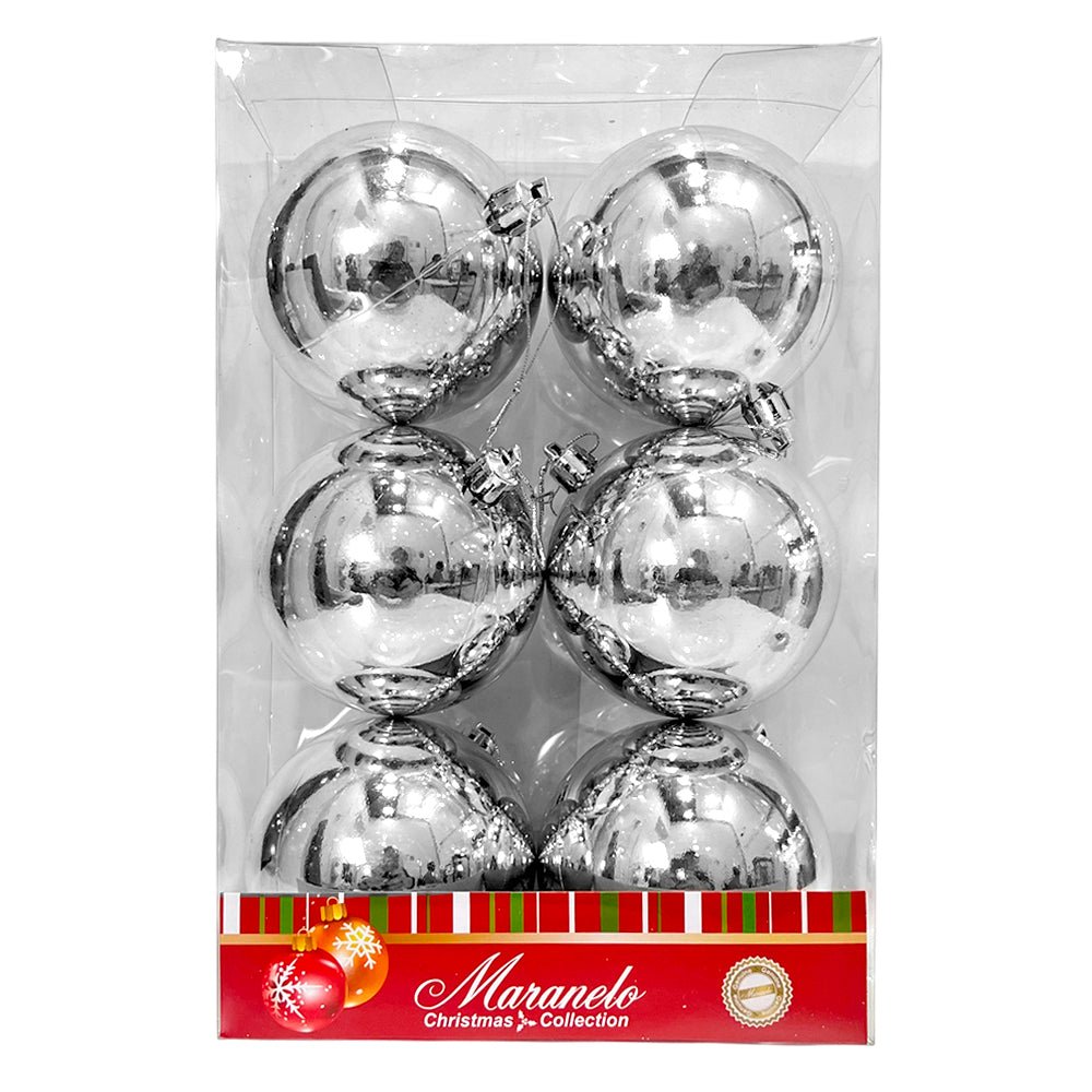 Bola Navideña 6 pza / Brillantes / Plateado / 8 cm / Maranelo Christmas - Maranelo Christmas - Titan.com.pa - 7453125135011