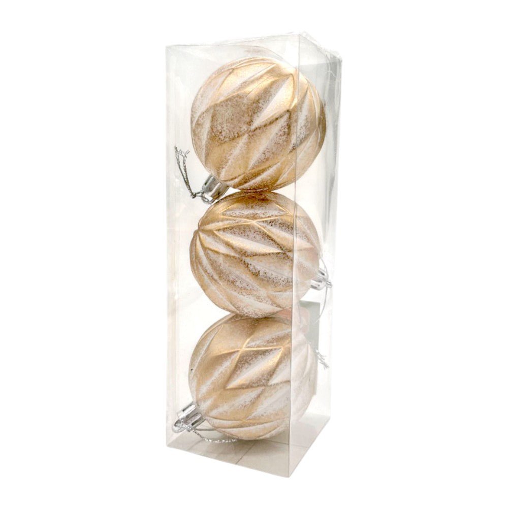 Bolas Navideñas Christmas Elegance de 6Cm / 3 Piezas / Dorado - Blanco - Christmas Elegance - Titan.com.pa - 2100000944460