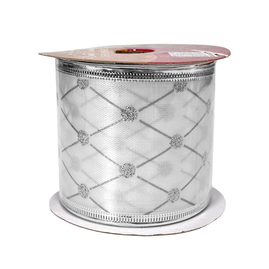 Cinta Navideña Blanca 6 cm x 10 yds / Miró Christmas / Surtidas - Miro Christmas - Titan.com.pa - 7450206112183