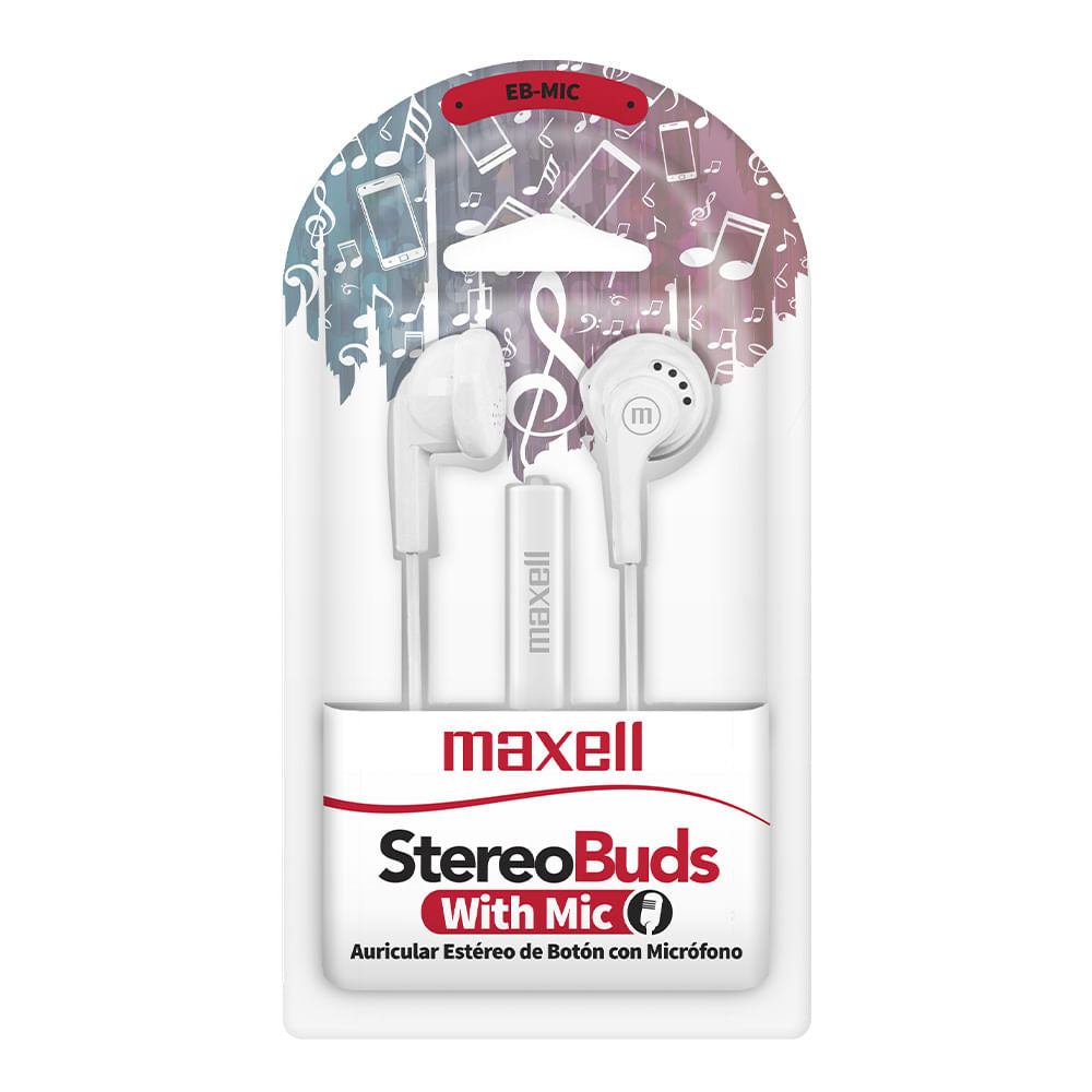 Audífonos Maxell EB-MIC Estéreo Básicos de Botón Blanco