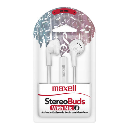 Audífonos Maxell EB-MIC Estéreo Básicos de Botón Blanco