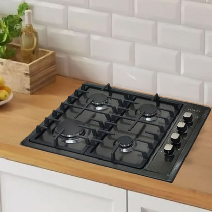 Estufa Sankey de 4 Quemadores / Acero Inoxidable-Negro