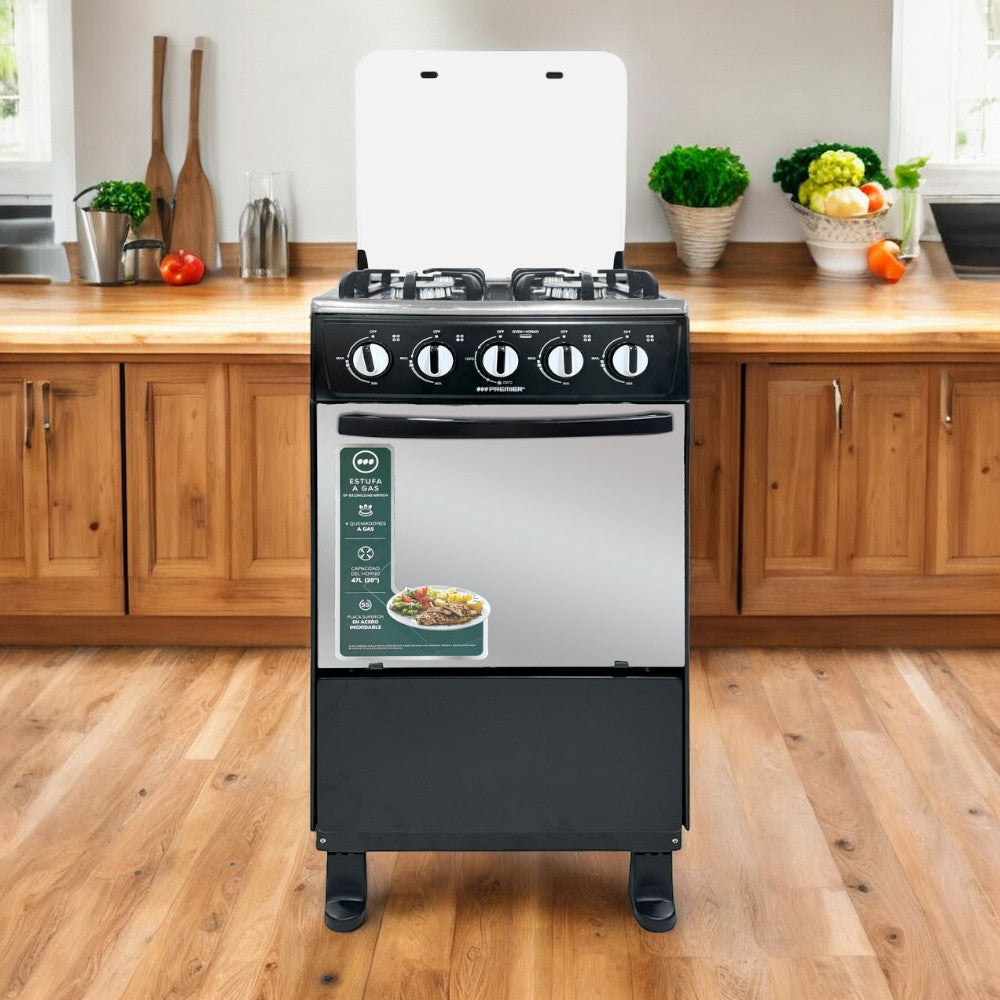 Estufa A Gas Premier 20" / 4 Quemadores / Negro