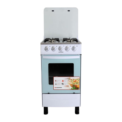 Estufa a Gas Premier / 4 Quemadores / Blanca /  Tapa de Vidrio