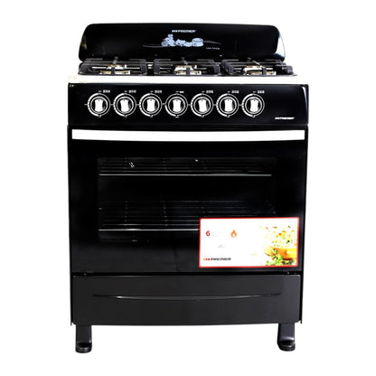Estufa a Gas Premier de 30” (105l ) / 6 Quemadores / Negro